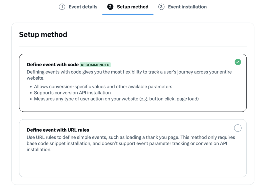 x ads conversion tracking event setup method